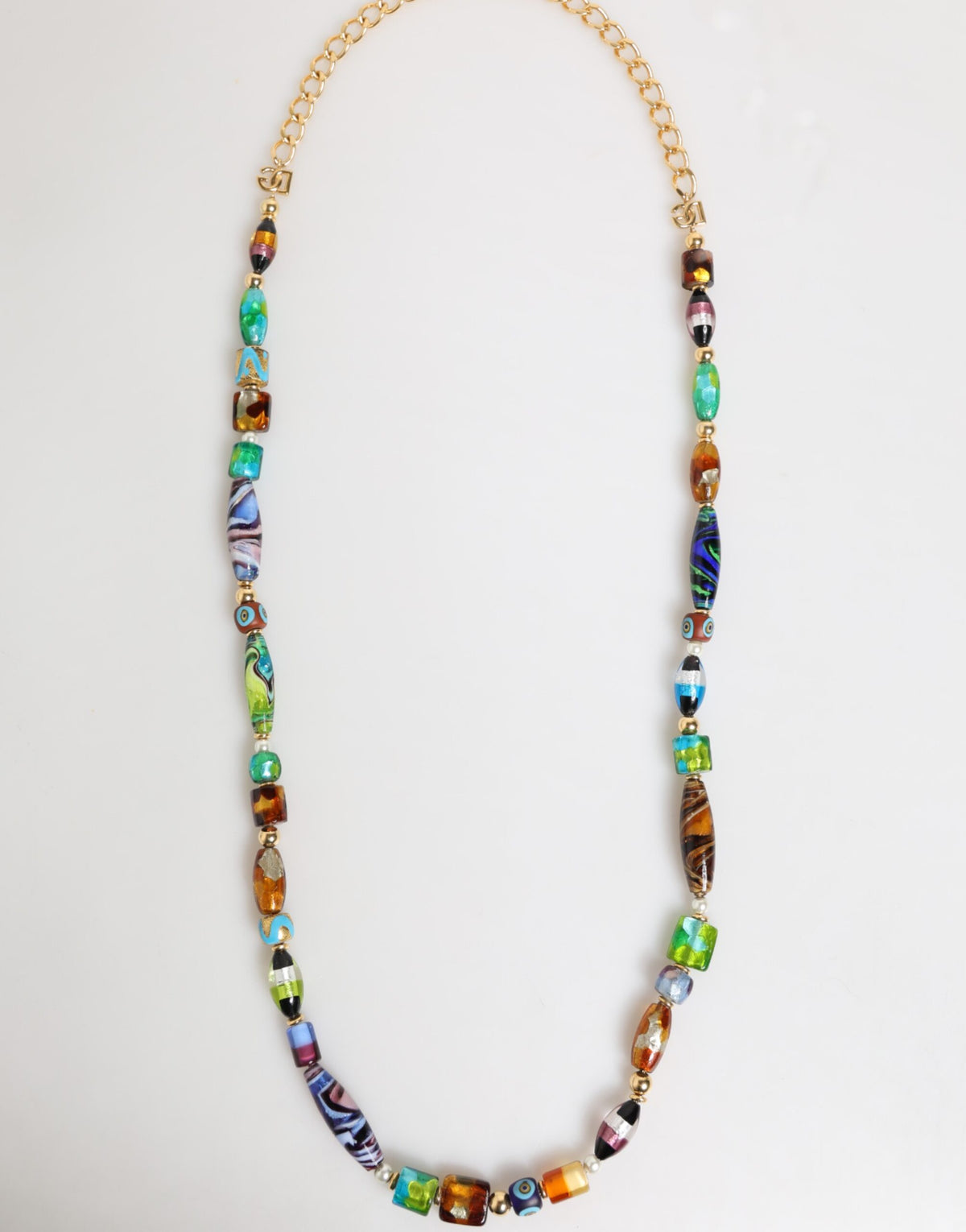Dolce & Gabbana Multicolor Murano Glass Beads Brass Women's Jewelry Necklace