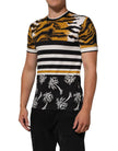Dolce & Gabbana Multicolor Leopard Palm Leaf Männer Rundhals-T-Shirt