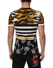 Dolce & Gabbana Multicolor Leopard Palm Leaf Männer Rundhals-T-Shirt
