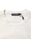Dolce & Gabbana Weißes Logo Print Baumwolle Rundhalsausschnitt Männer T-Shirt