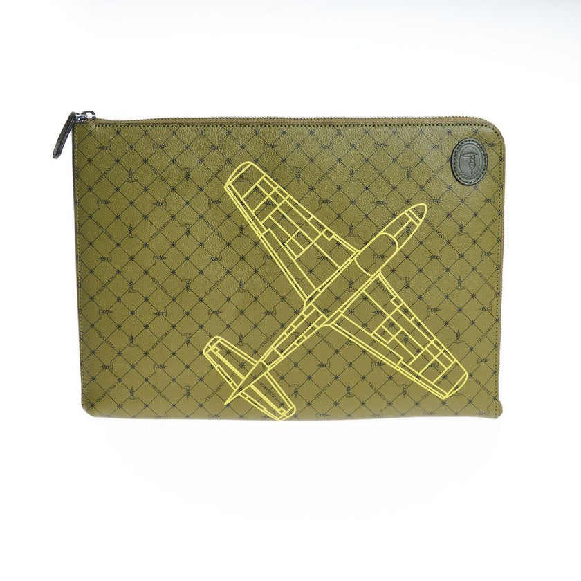 Trussardi Grünes Leder Männer Clutch