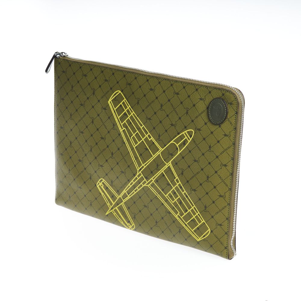 Trussardi Grünes Leder Männer Clutch