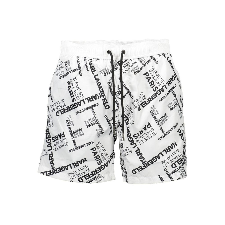 Karl Lagerfeld Weiße Herren-Badeshorts aus Polyester