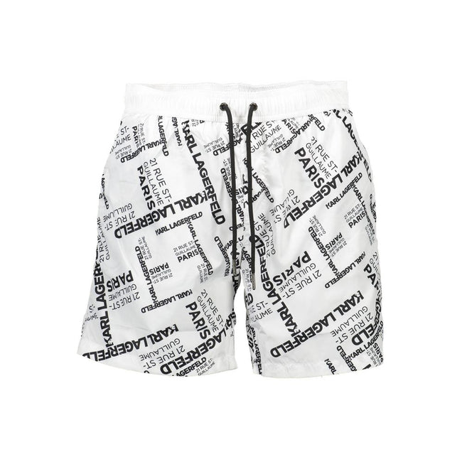 Karl Lagerfeld Weiße Herren-Badeshorts aus Polyester