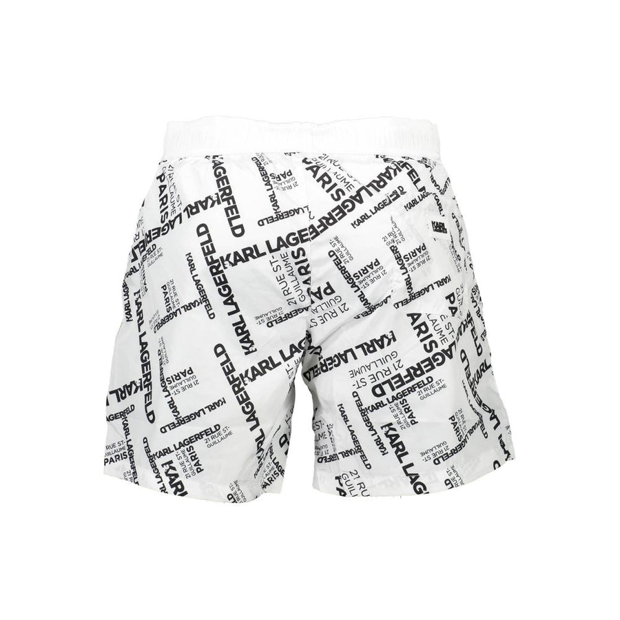 Karl Lagerfeld Weiße Herren-Badeshorts aus Polyester