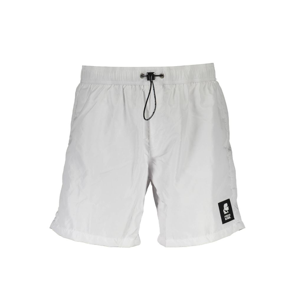 Karl Lagerfeld Men's White Polyester Swim Shorts