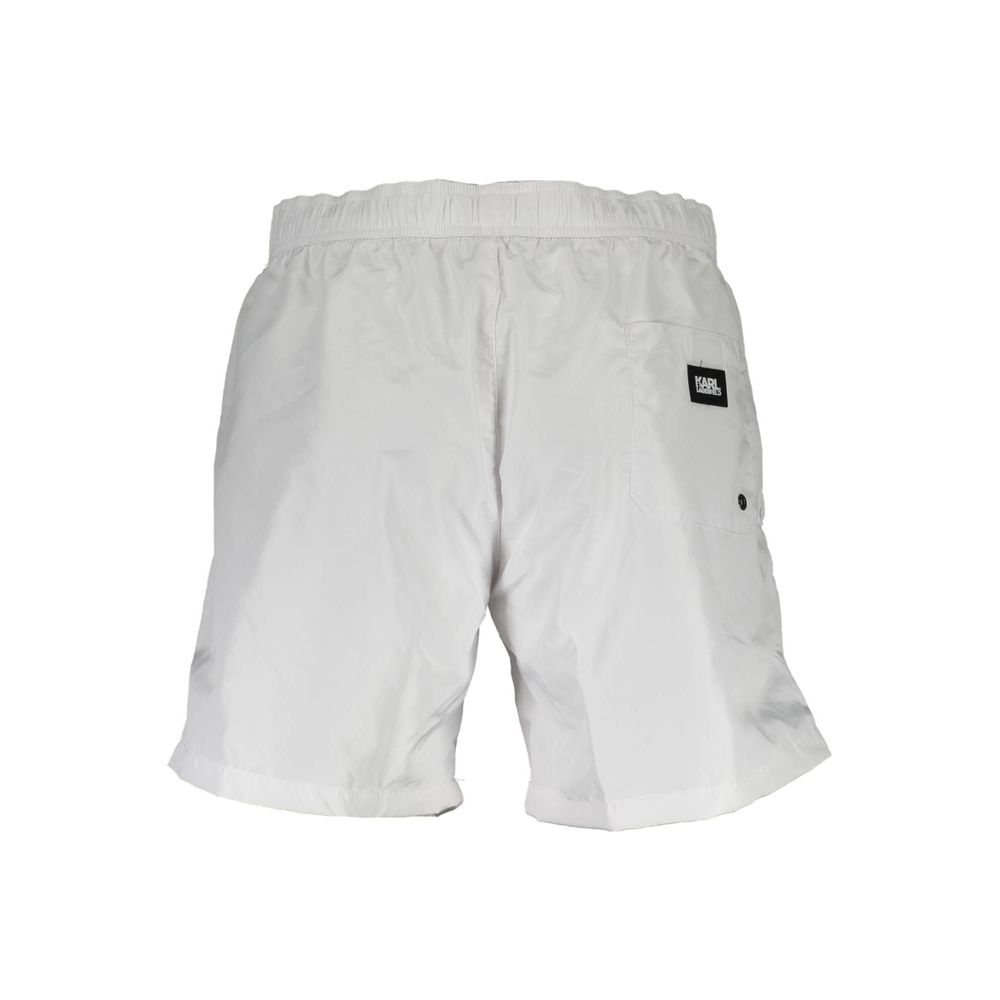 Karl Lagerfeld Men's White Polyester Swim Shorts