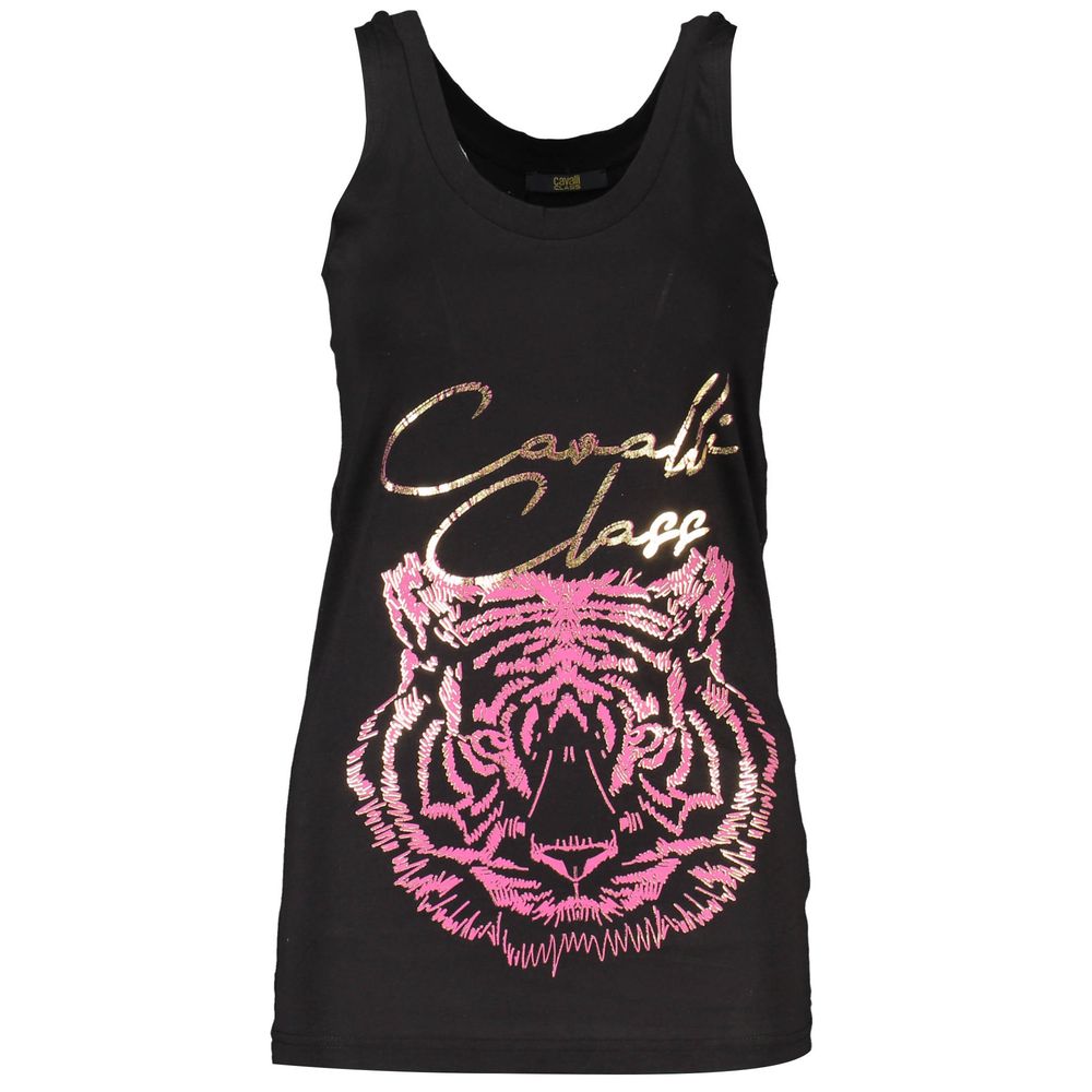 Cavalli Class Schwarzes Baumwoll-Tanktop für Damen