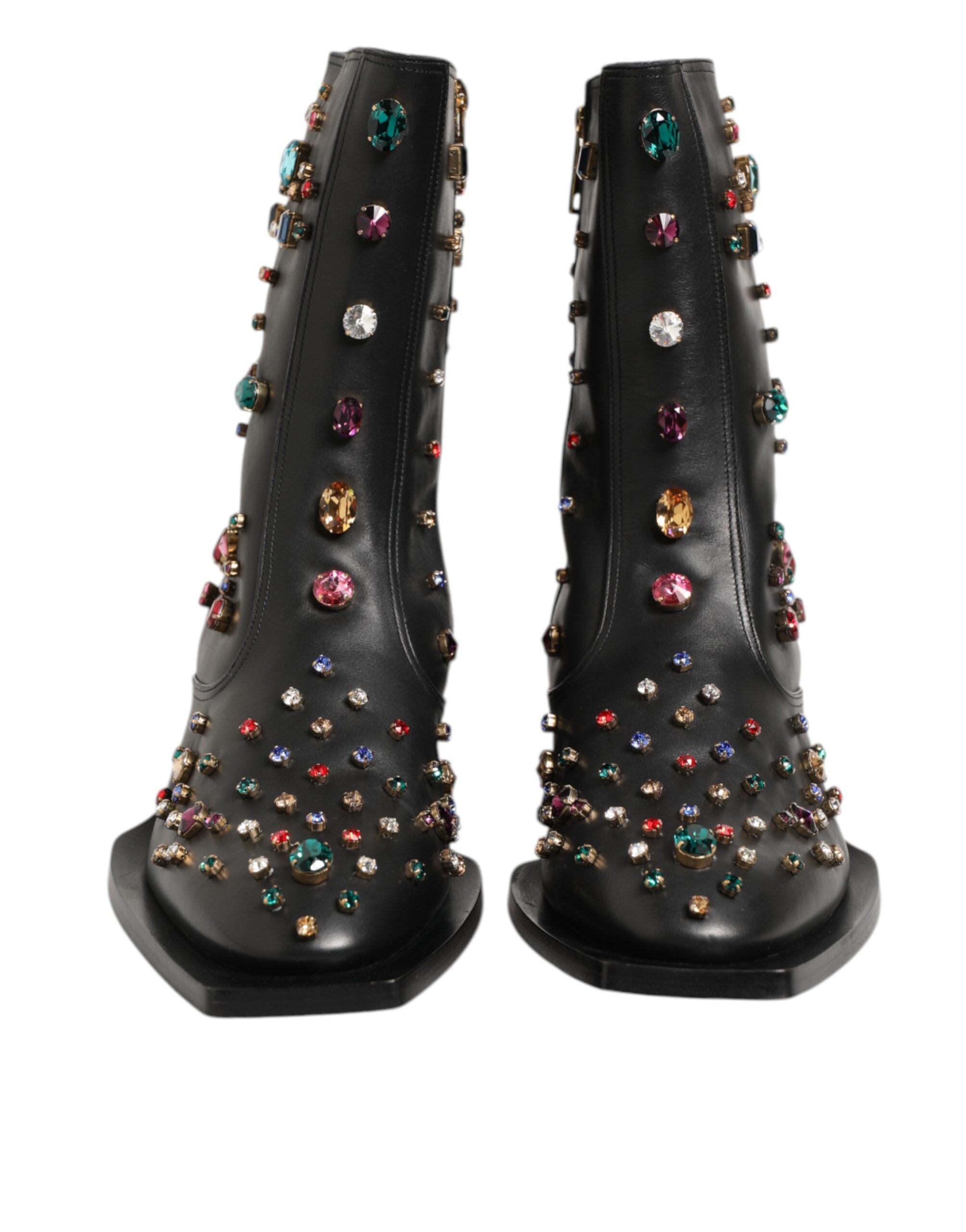 Dolce & Gabbana Schwarz Kristall verschönert Männer kurze Stiefel Schuhe