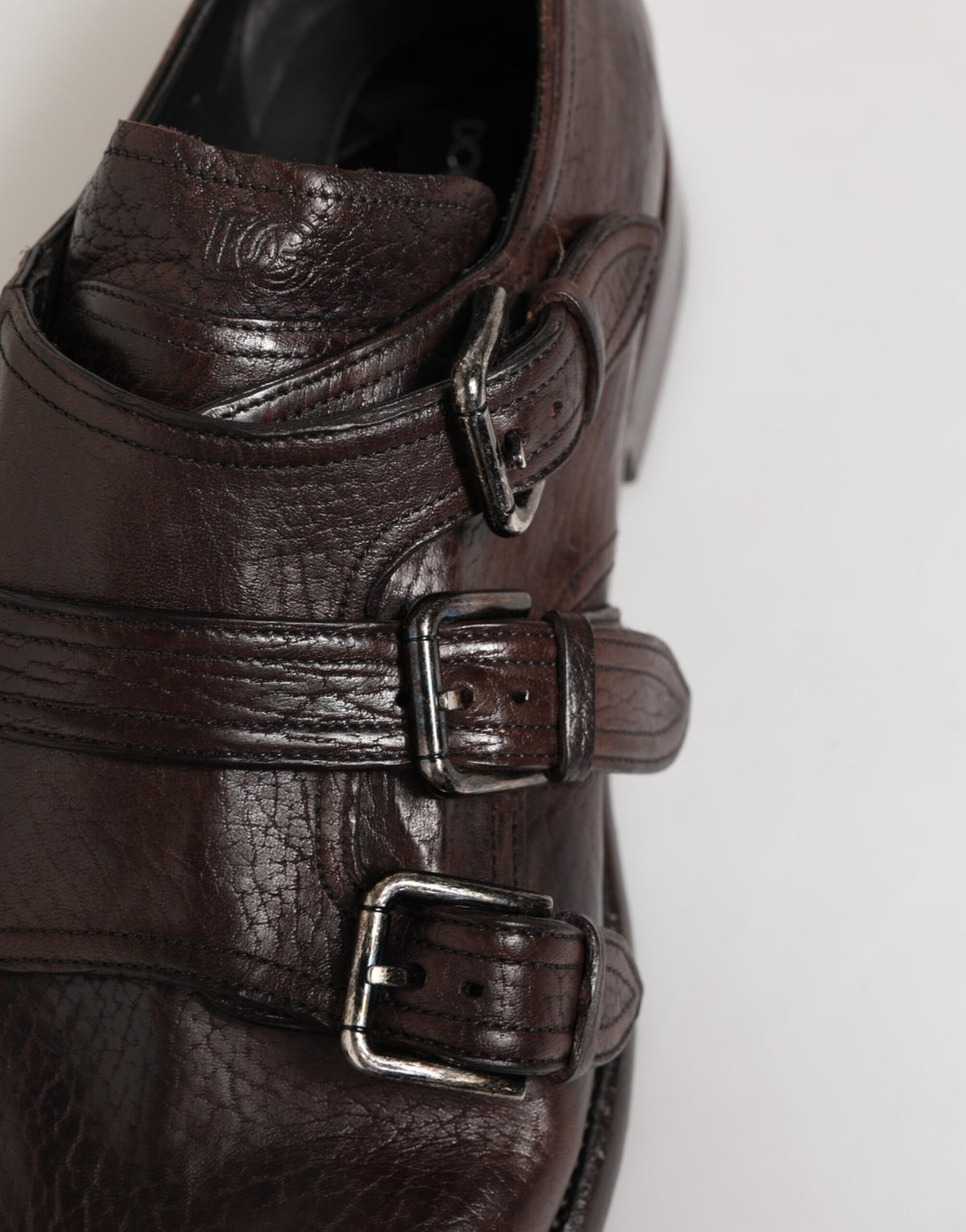 Dolce & Gabbana Braune Leder Monk Strap Formelle Derby Schuhe