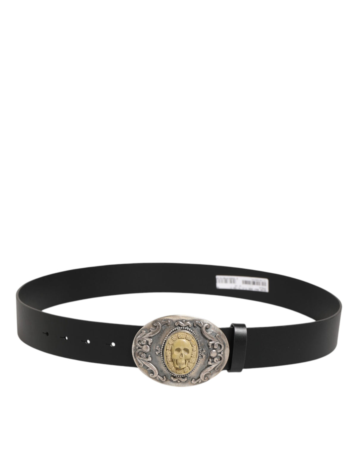 Dolce & Gabbana Men's Black Leather Belt with Ornate Metal Buckle