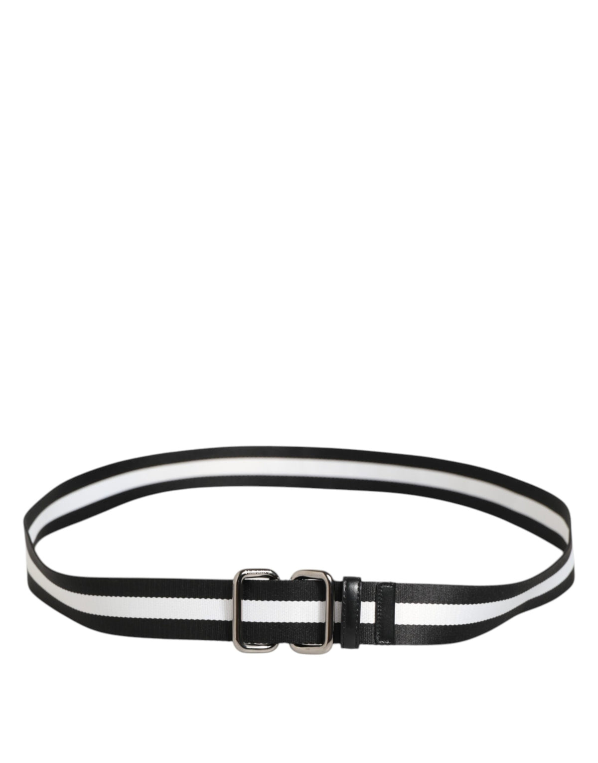 Dolce & Gabbana Schwarz-weiß gestreifter Logo-Metallschnallen-Gürtel