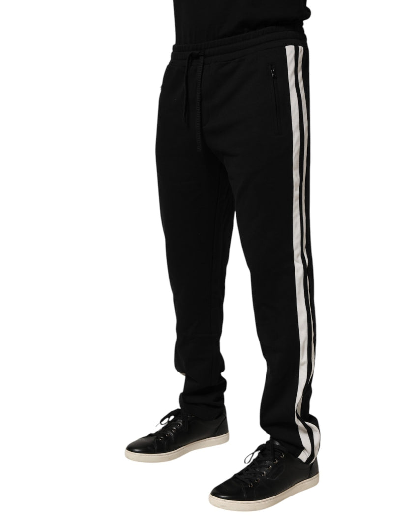 Dolce & Gabbana Schwarze Baumwoll-Jogger-Sweatpants Hosenhosen
