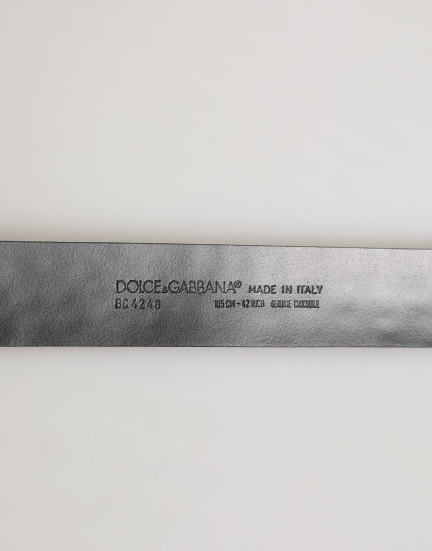 Dolce & Gabbana Schwarzes Exotenleder DG Logo Schnalle Gürtel