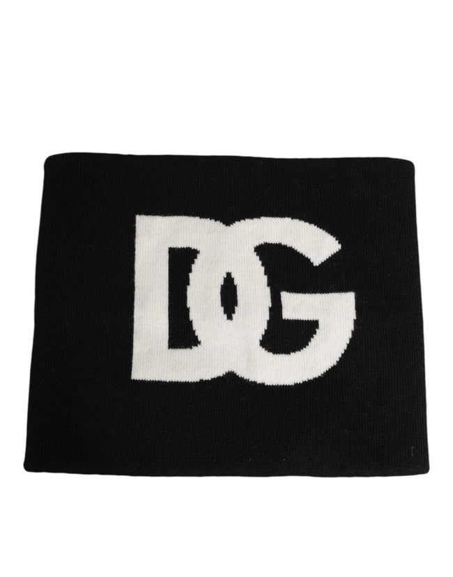 Dolce & Gabbana Schwarzer D&G Logo Kaschmir Strickschal für Herren Einheitsgröße