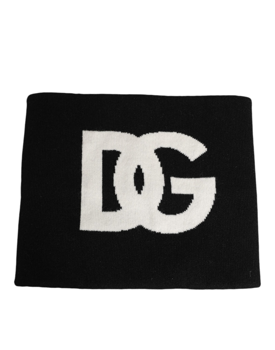 Dolce & Gabbana Black D&G Logo Cashmere Knit Scarf for Men One Size
