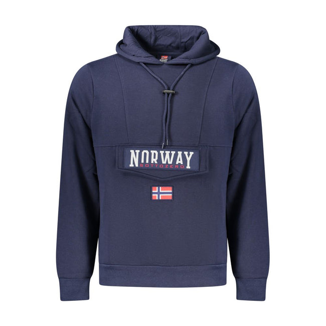 Norway 1963 Blaues Herren-Kapuzensweatshirt aus Baumwolle