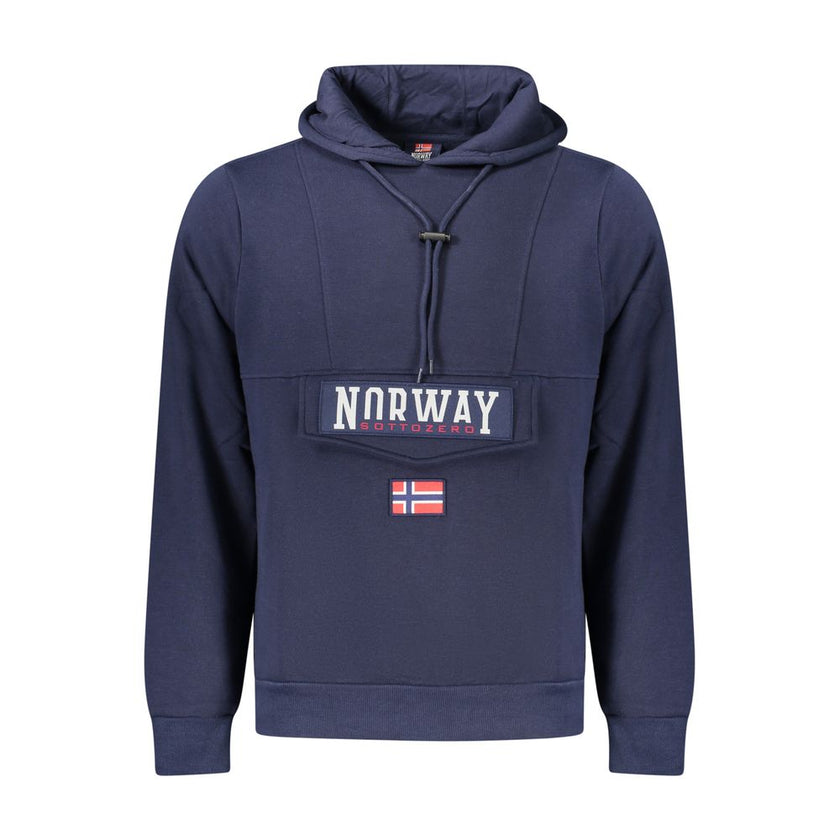 Norway 1963 Blaues Herren-Kapuzensweatshirt aus Baumwolle