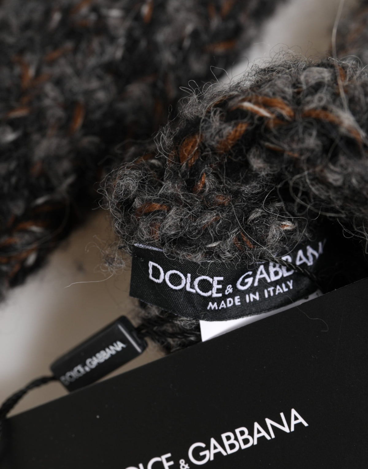 Dolce & Gabbana Men's Grey Fingerless Gloves Made of Pure Virgin Wool