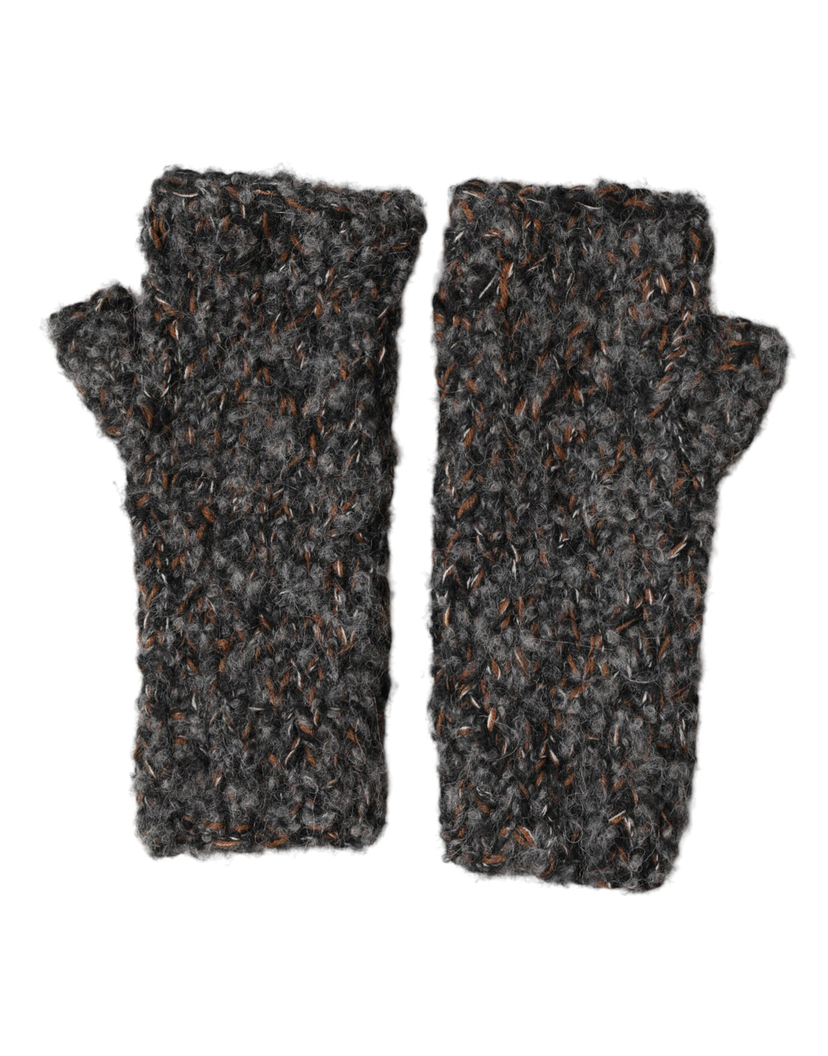 Dolce & Gabbana Men's Grey Fingerless Gloves Made of Pure Virgin Wool