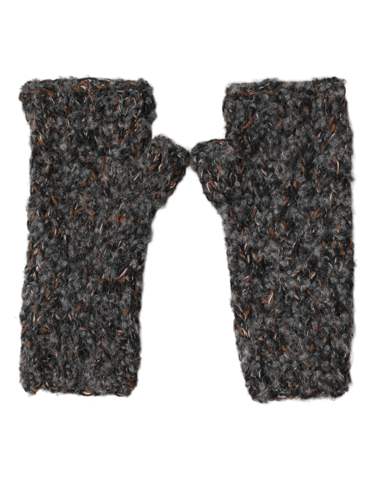 Dolce & Gabbana Men's Grey Fingerless Gloves Made of Pure Virgin Wool