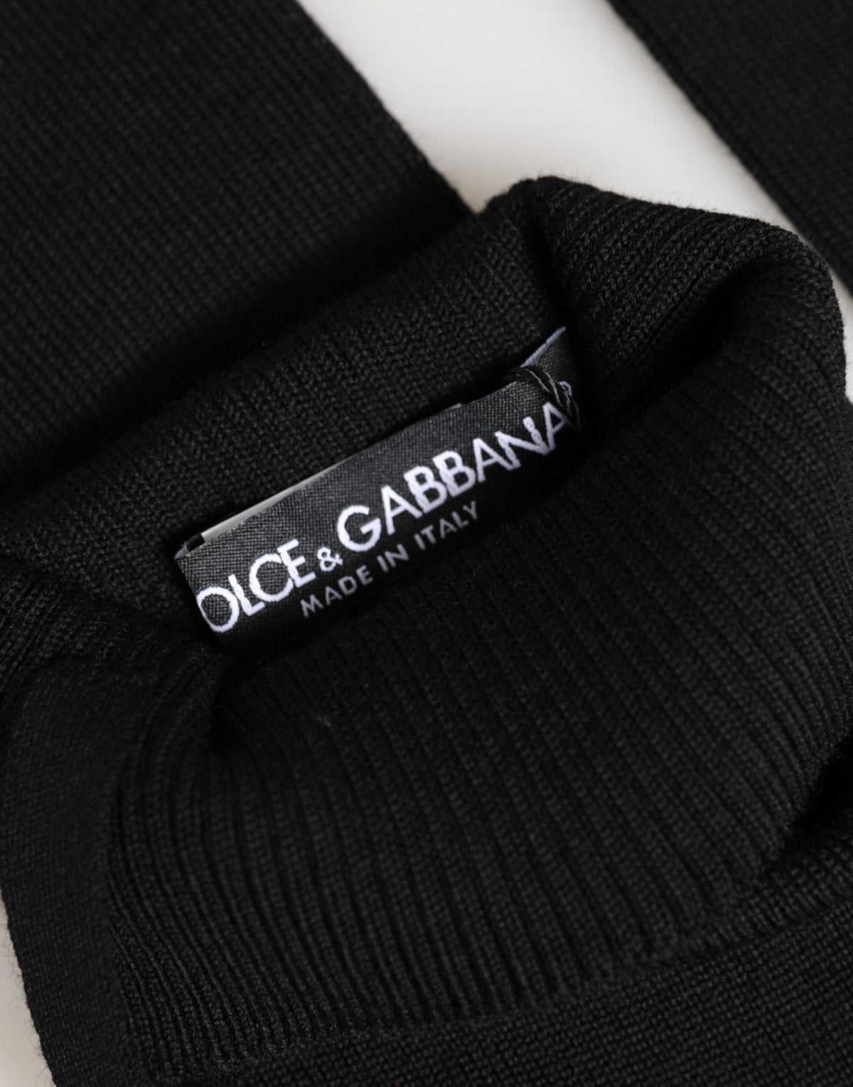 Dolce & Gabbana Schwarze Fingerhandschuhe aus reiner Wolle für Herren