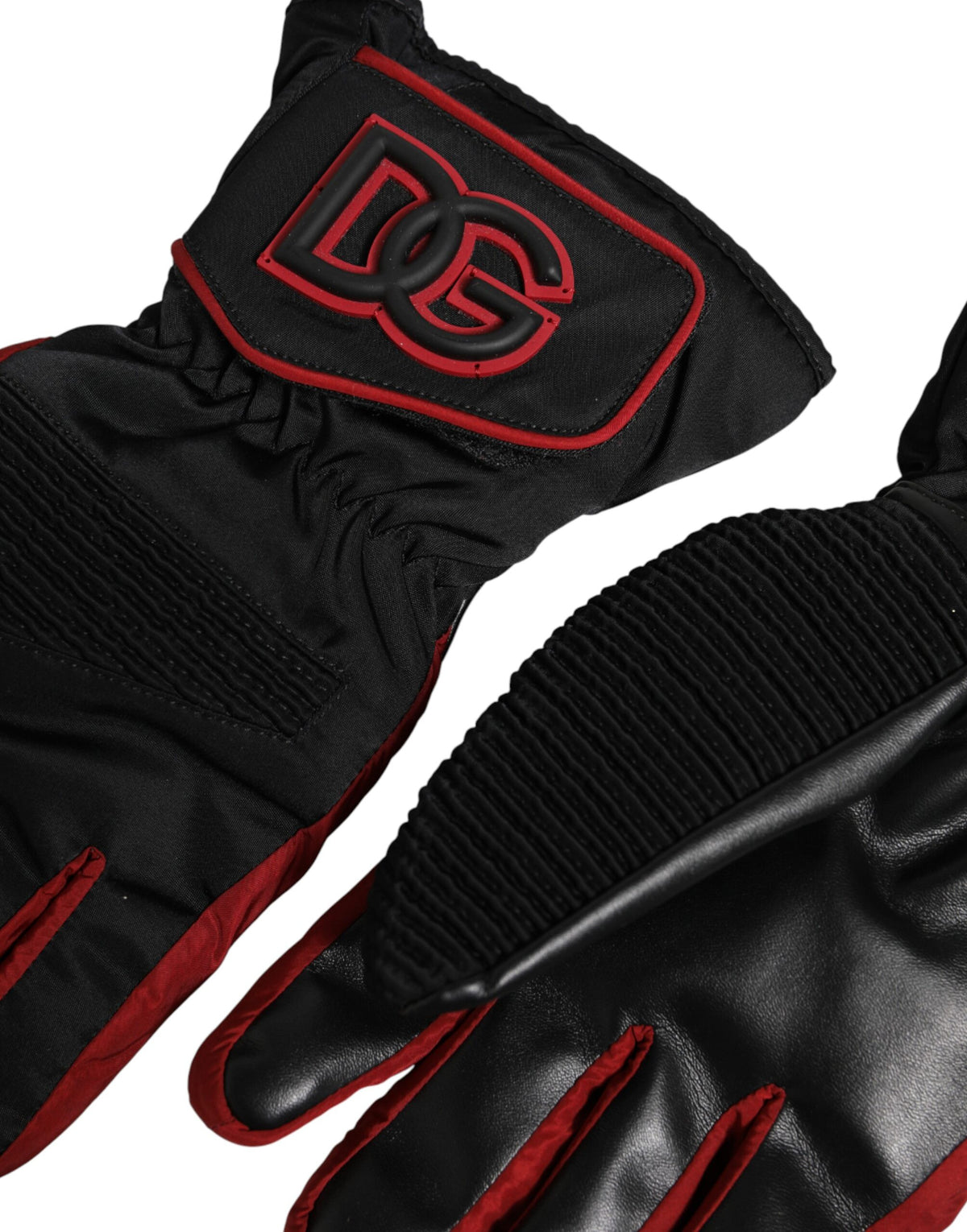 Dolce & Gabbana Black and Red Nylon Glove-Shaped Wrist-Length Gloves