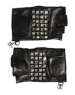 Dolce & Gabbana Schwarze Fingerlose Herren-Handschuhe aus Leder mit Nieten