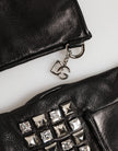 Dolce & Gabbana Schwarze Fingerlose Herren-Handschuhe aus Leder mit Nieten