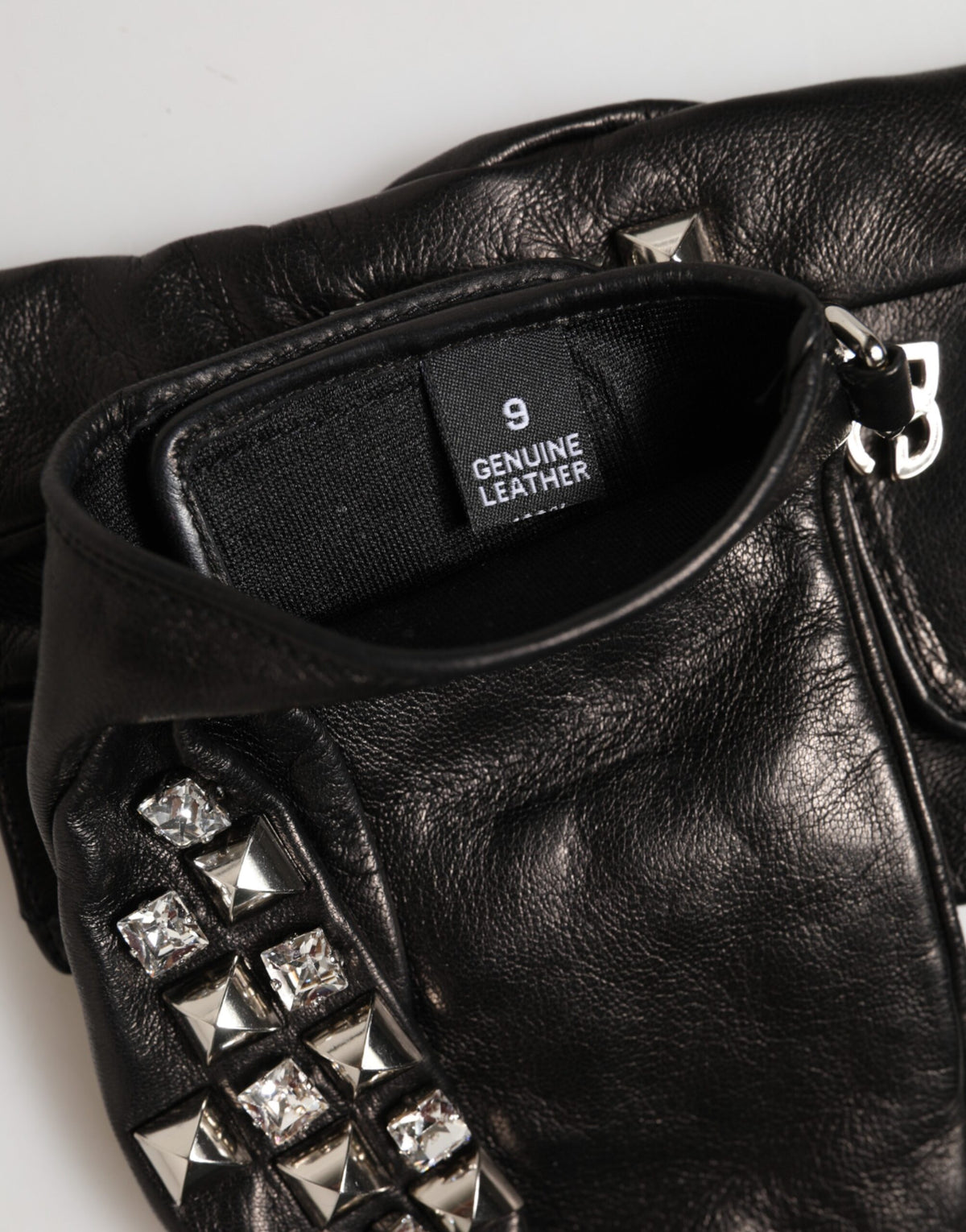 Dolce & Gabbana Men's Black Studded Leather Fingerless Gloves