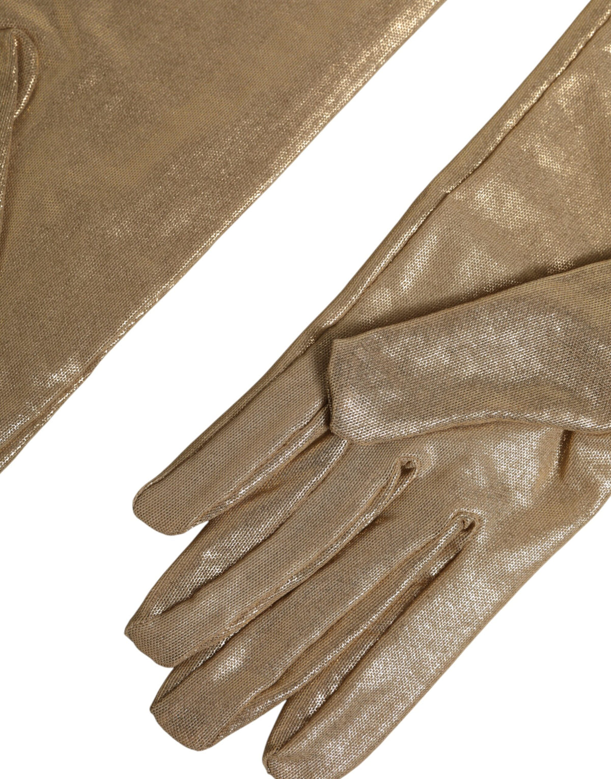 Dolce & Gabbana Beigefarbene Nylon-Handschuhe in Ellenbogenlänge