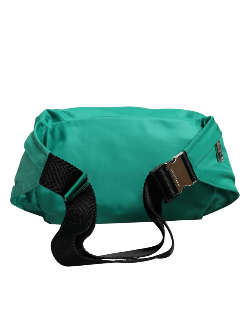 Dolce & Gabbana Grüne Logo-Plakette aus Nylon für die Taille, Herren-Borse-Tasche