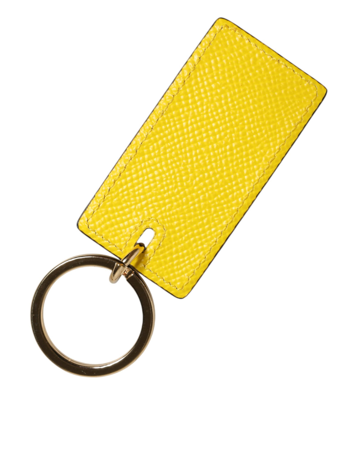 Dolce & Gabbana Men's Yellow Calfskin Logo Metal Ring Keychain