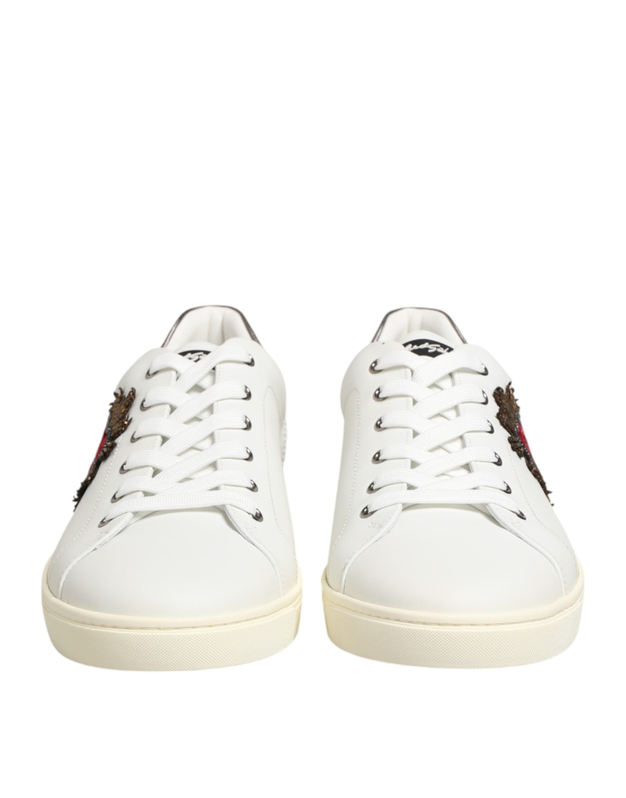 Dolce & Gabbana Weiße Leder-Sneaker mit Herz-Applikation