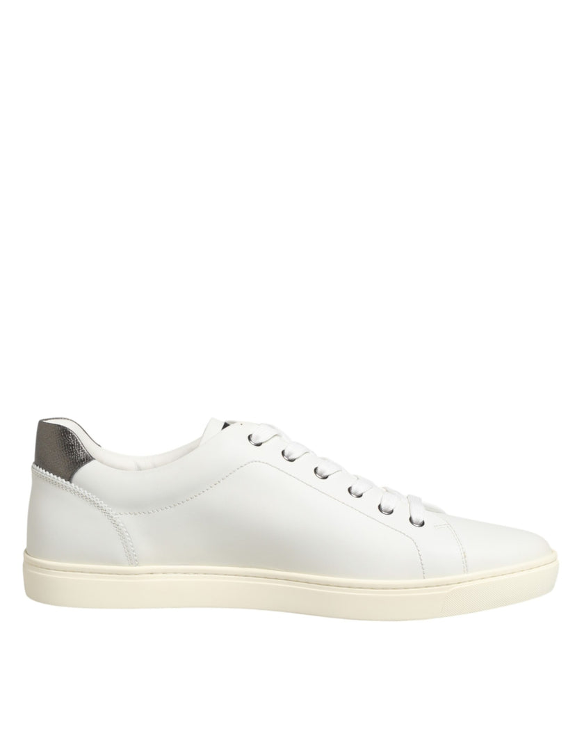 Dolce & Gabbana Weiße Leder-Sneaker mit Herz-Applikation