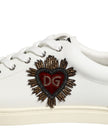 Dolce & Gabbana Weiße Leder-Sneaker mit Herz-Applikation