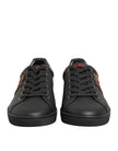 Dolce & Gabbana Schwarze Leder-Sneakers mit Herz-Verzierung