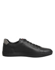 Dolce & Gabbana Schwarze Leder-Sneakers mit Herz-Verzierung