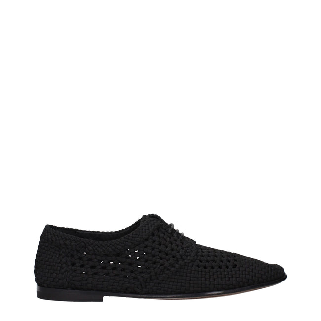 Dolce & Gabbana schwarze Stoff-Schnürschuhe und Derby-Schuhe