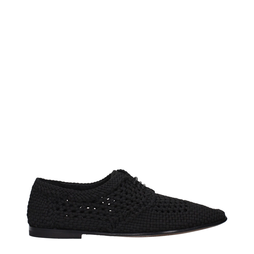 Dolce & Gabbana Schwarze Stoff-Schnürschuhe und -Derby-Schuhe
