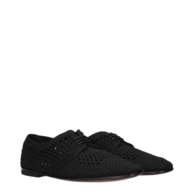 Dolce & Gabbana schwarze Stoff-Schnürschuhe und Derby-Schuhe