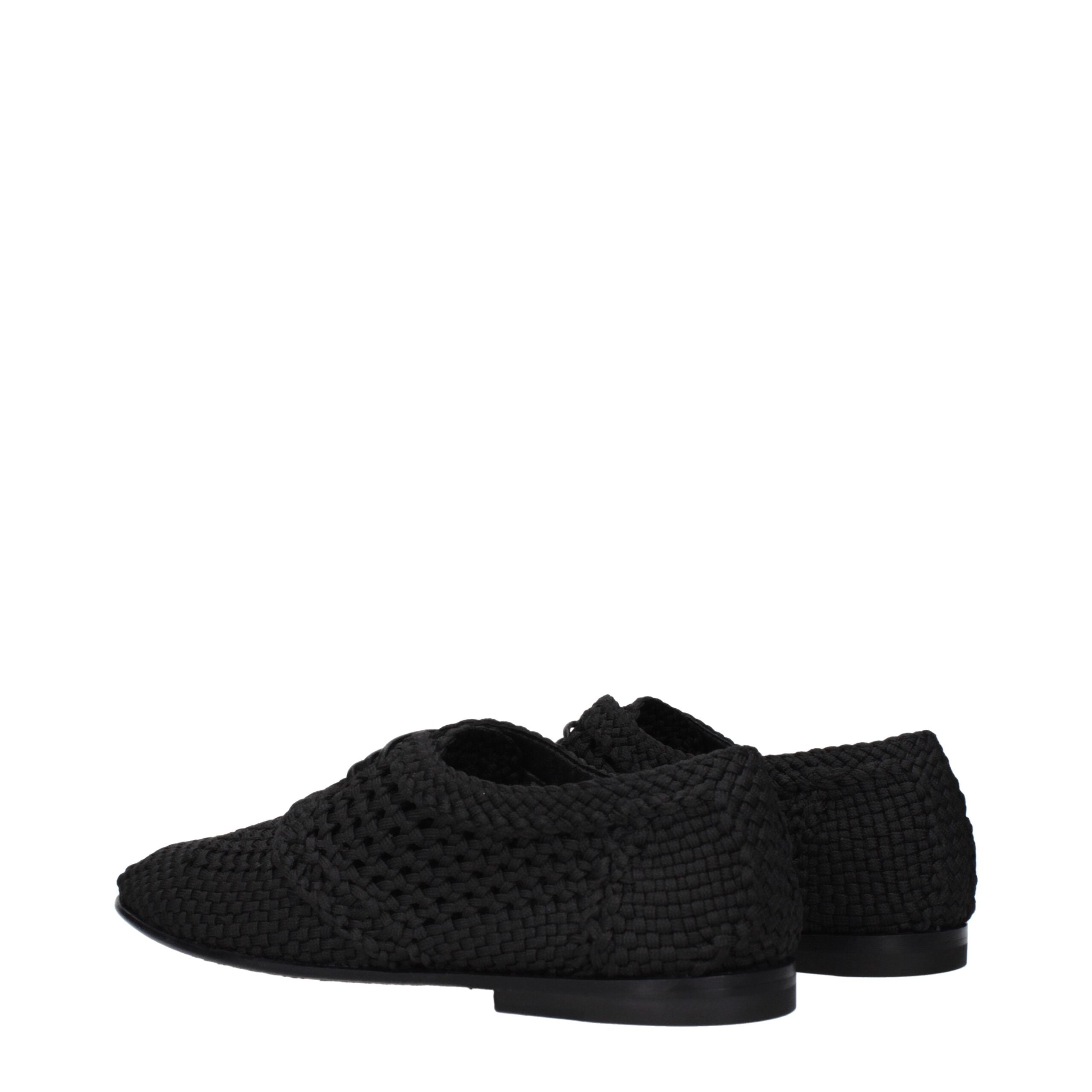 Dolce & Gabbana Schwarze Stoff-Schnürschuhe und -Derby-Schuhe