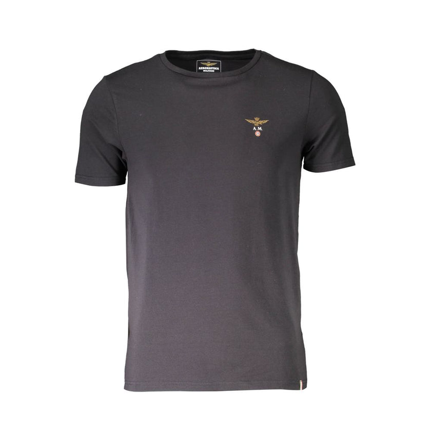 Aeronautica Militare Schwarzes Baumwoll-T-Shirt für Herren