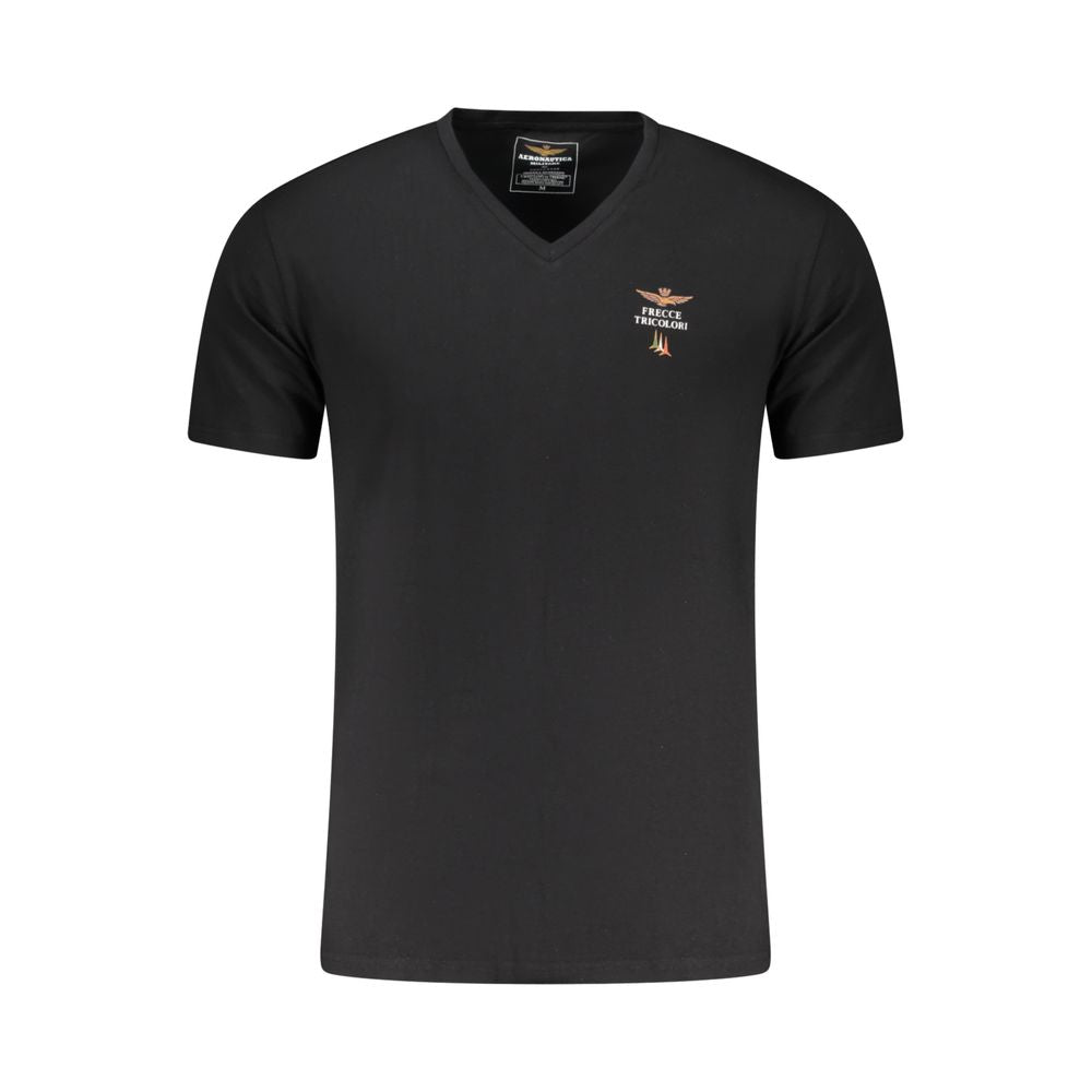 Aeronautica Militare Schwarzes Baumwoll-T-Shirt für Herren