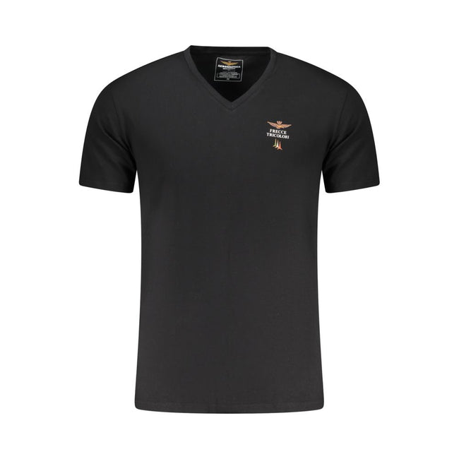 Aeronautica Militare Schwarzes Baumwoll-T-Shirt für Herren