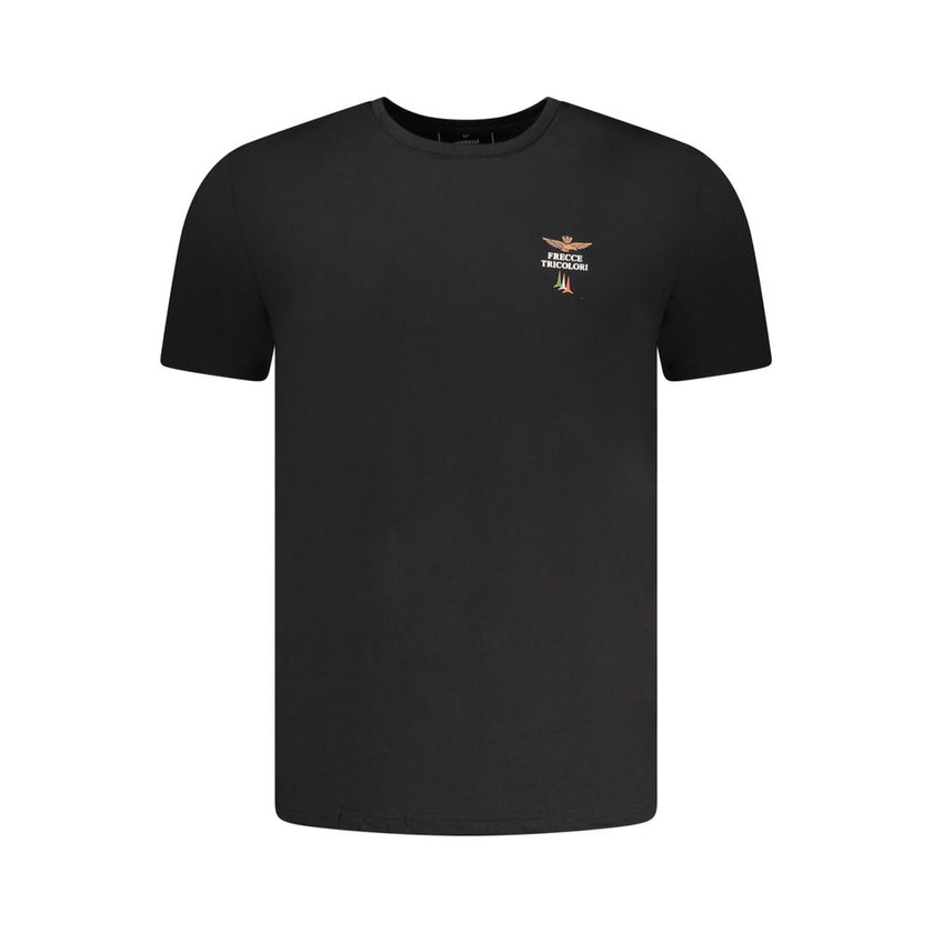 Aeronautica Militare Schwarzes Baumwoll-T-Shirt für Herren