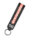Dolce & Gabbana Schwarzer Polyester-Logo-Schlüsselanhänger mit Messing in Silberoptik