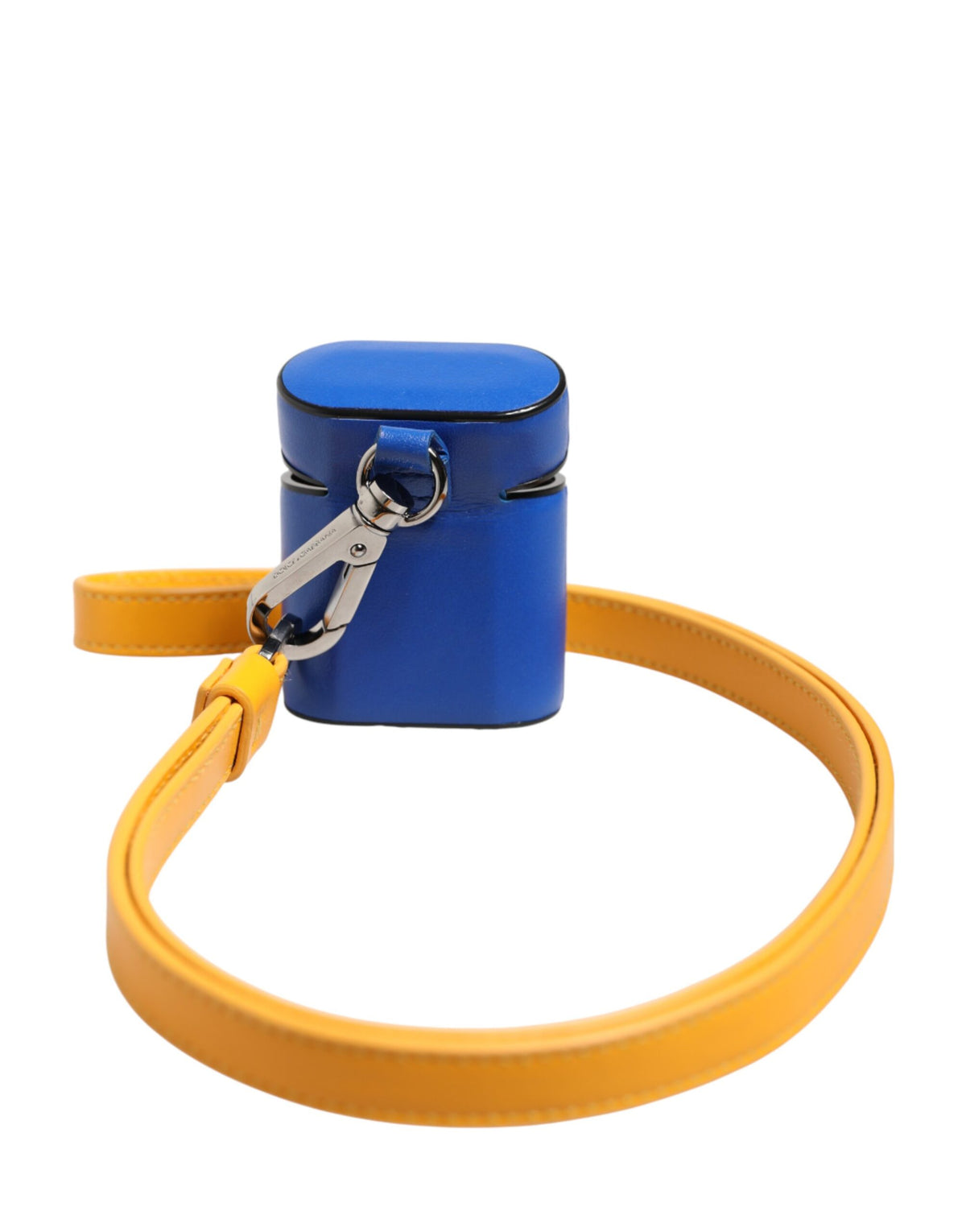 Dolce & Gabbana Men's Blue & Yellow Calfskin Logo Loop for AirPods Case