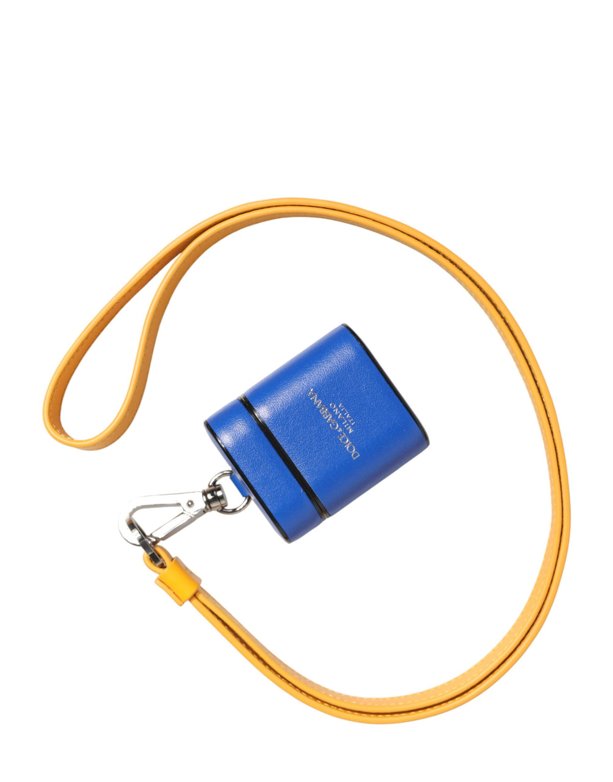 Dolce & Gabbana Men's Blue & Yellow Calfskin Logo Loop for AirPods Case