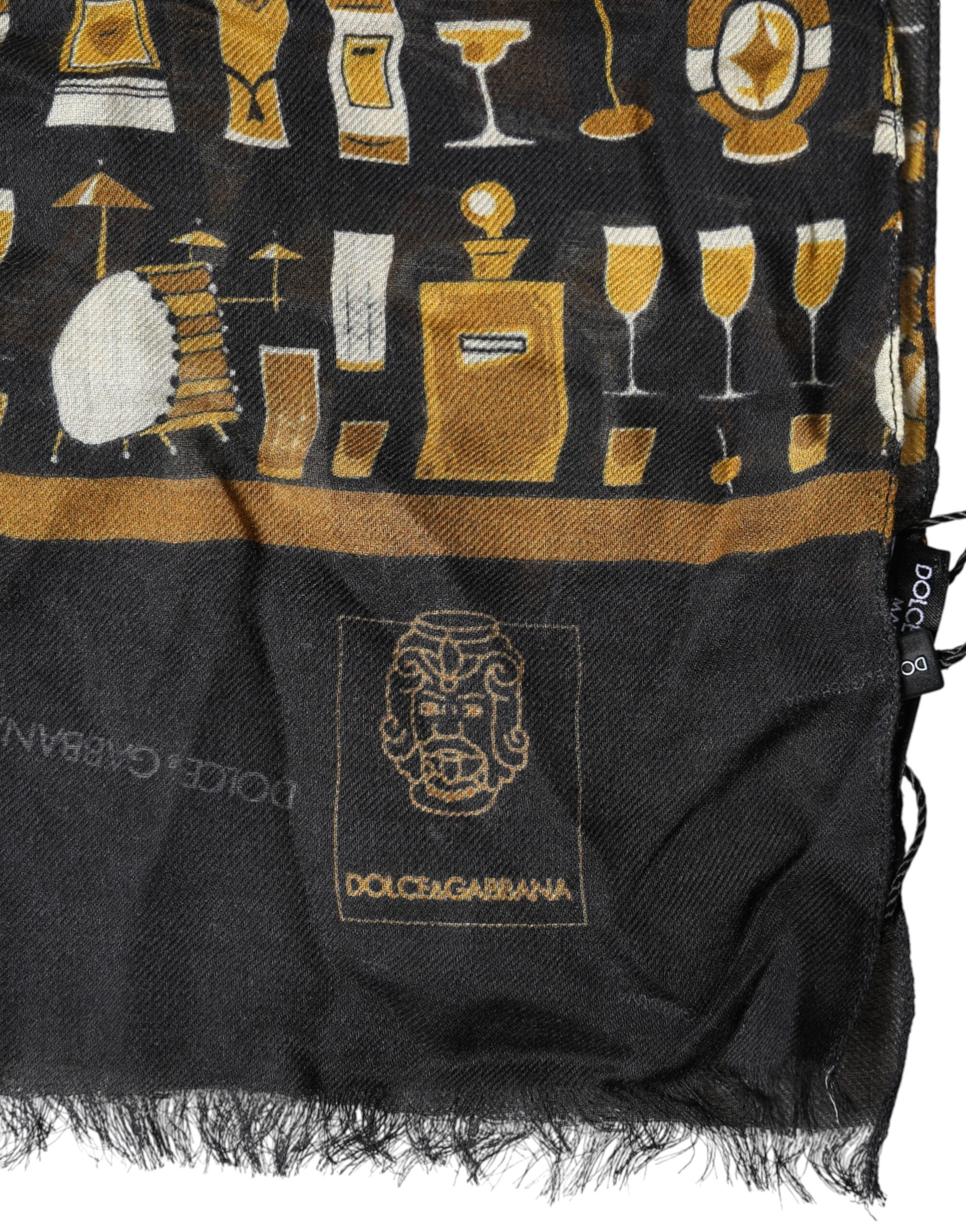 Dolce & Gabbana Schwarzer Schal mit Jazzclub-Print für den Hals